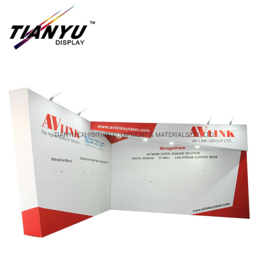 Gaya modern 3X3 6X6 Ukuran Ketegangan Fabric Pameran Booth Berdiri